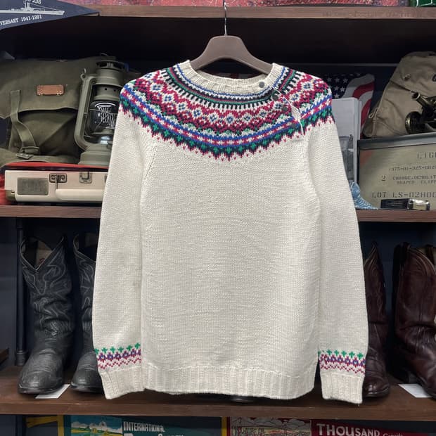 폴로 랄프로렌 울 노르딕 숄더 버튼 패턴 니트 스웨터