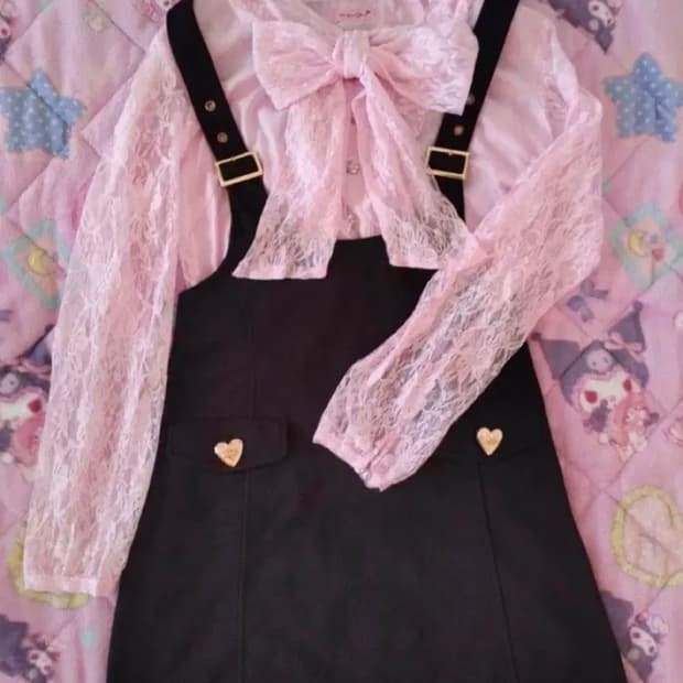 마즈 MA*RS 레이스리본 블라우스 멜빵 스커트 셋업 오네갸루