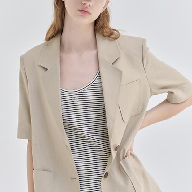 NILBY P 닐바이피 25MN 린넨 하프 슬리즈 자켓[32]