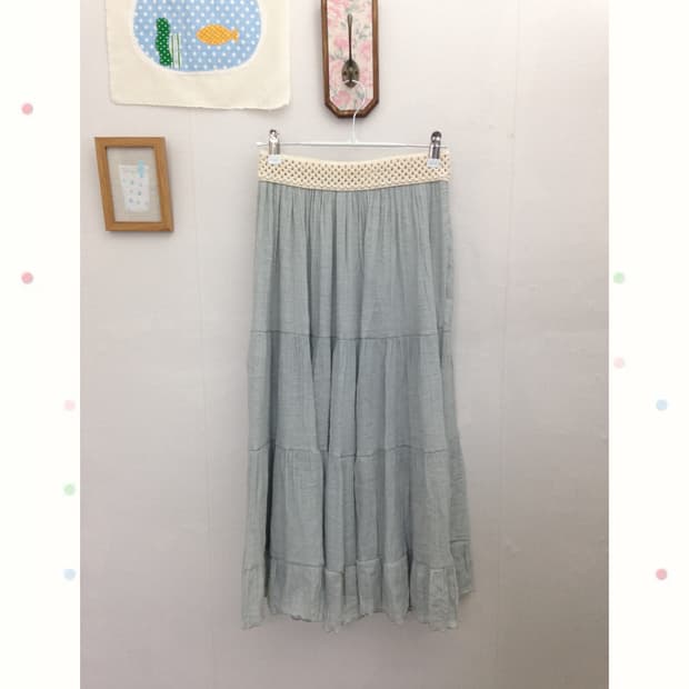 민트 크로쉐 롱 스커트