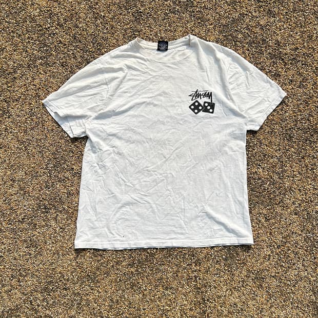 스투시(Stussy) 화이트 다이스 반팔티