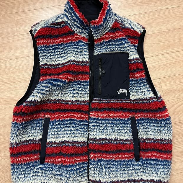 스투시 쉐르파 스트라이프 베스트 XL