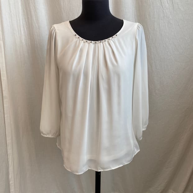 화이트 큐빅 블라우스(M)