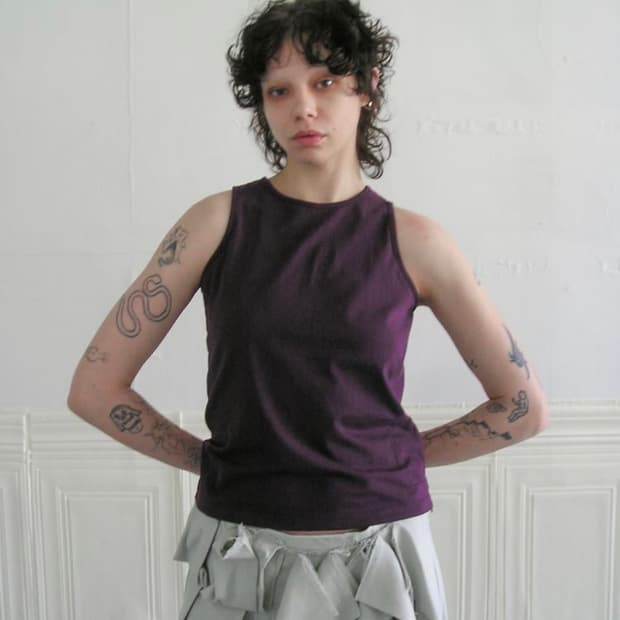 에옹쓰 Side Zipper Cotton Top(Purple)