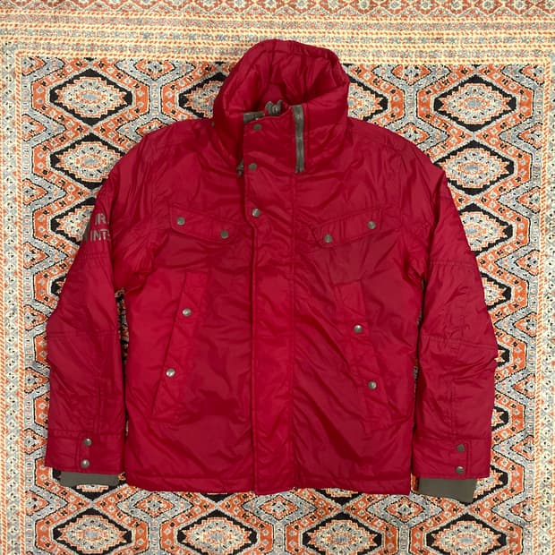 디젤 레드 폴리 나일론 포켓 점퍼 남성M