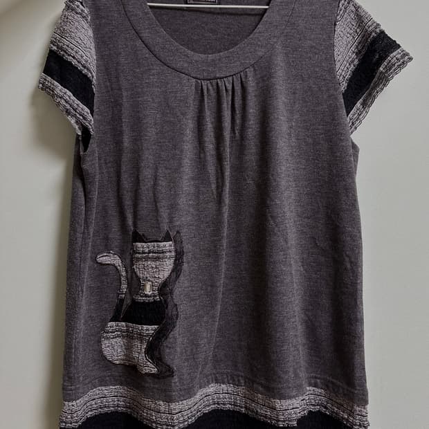 모리걸 고양이 반팔 니트 하구미 펑크 갸루 y2k