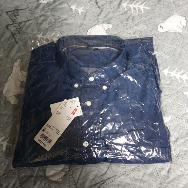 (새상품) 유니클로 데님셔츠 블루 (M)