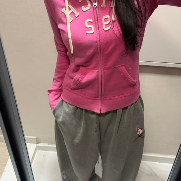 아베크롬비 핑크 후드집업 m