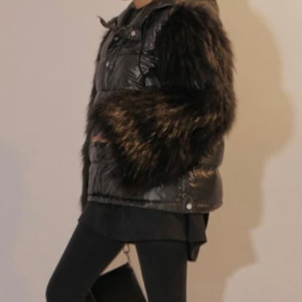 퍼소매 아노락 패딩 후드