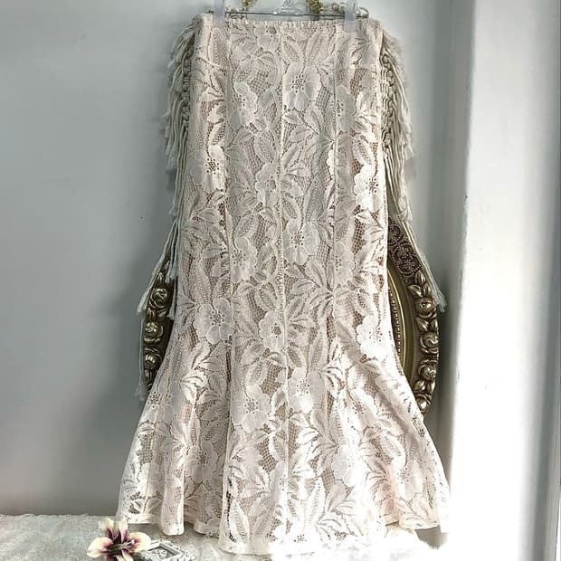ivory floral lace mermaid maxi skirt