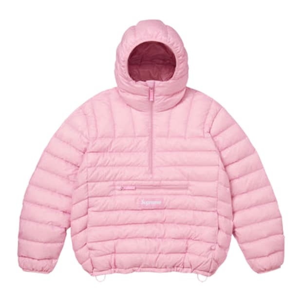 당일배송)M 슈프림 마이크로 다운 하프 집 후드 풀오버 라이트 핑크 - 