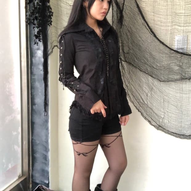 MadPunks eyelet frill shirt