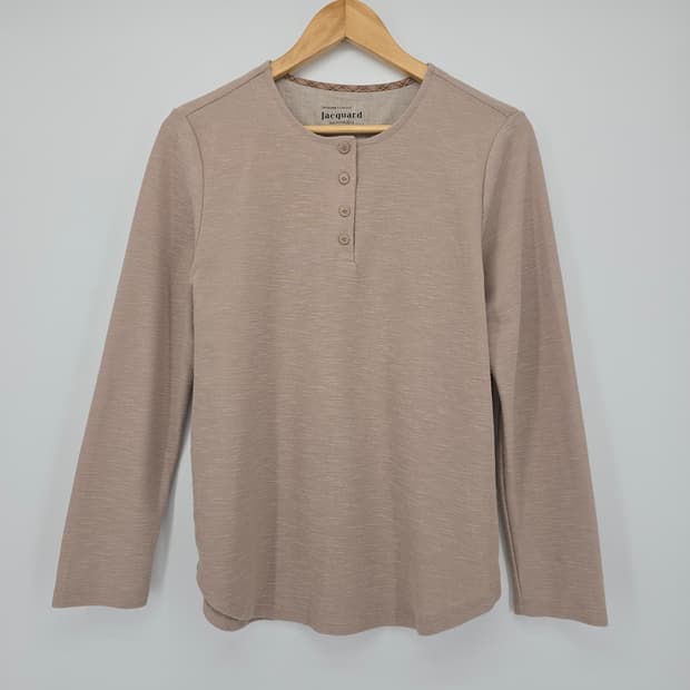 ZIO SONG ZIO 자카드 여성용 버튼 장식 긴팔 티셔츠