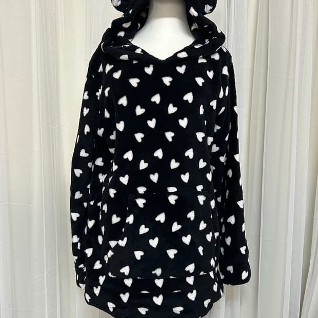 곰돌이귀 하트도트 후드티 후리스재질