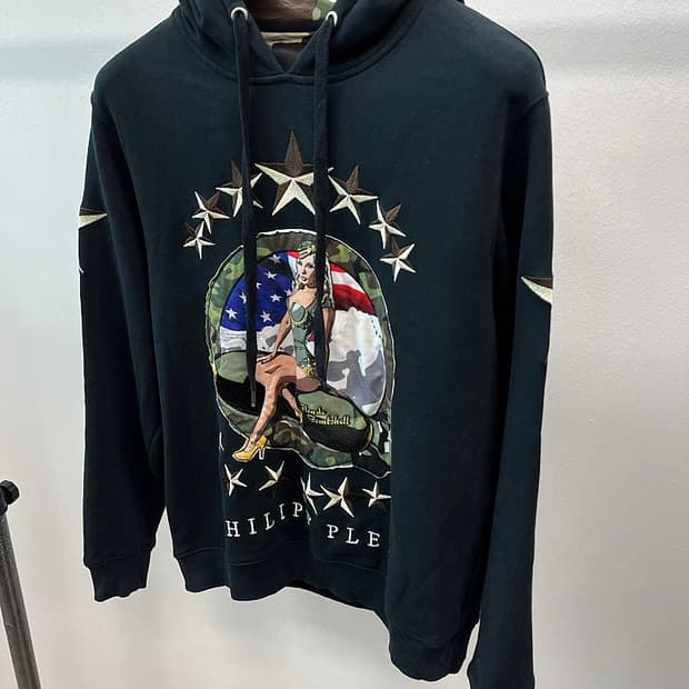 95) 필립플레인 핀업걸 밀리터리 후드티 