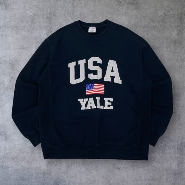 예일 USA 스펠아웃 빅로고 네이비 맨투맨