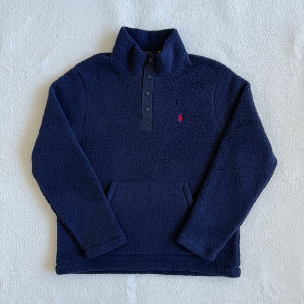 폴로랄프로렌 반집업 뽀글이 후리스 네이비