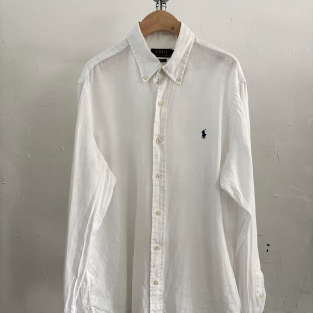 Polo 폴로 랄프로렌 QR신형 화이트 린넨 셔츠
