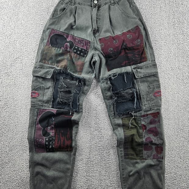 빈티지 패치워크 리빌딩 리워크 데님 팬츠 (25X30추정)/ 11042