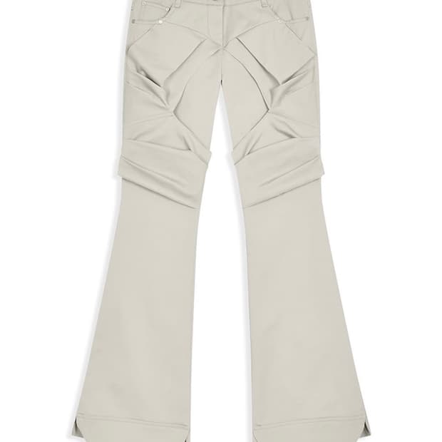 오픈와이와이 gathered bootcut 개더드 부츠컷 베이지 S