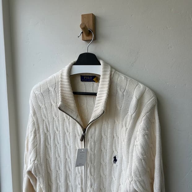16451 - 폴로 랄프로렌 화이트 케이블 니트 집업