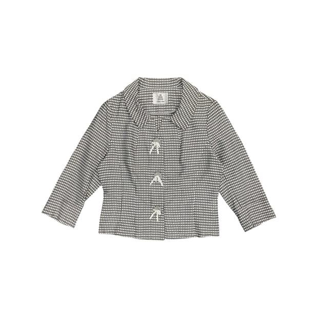 Japanese vtg 리본 버튼 도트 숏자켓