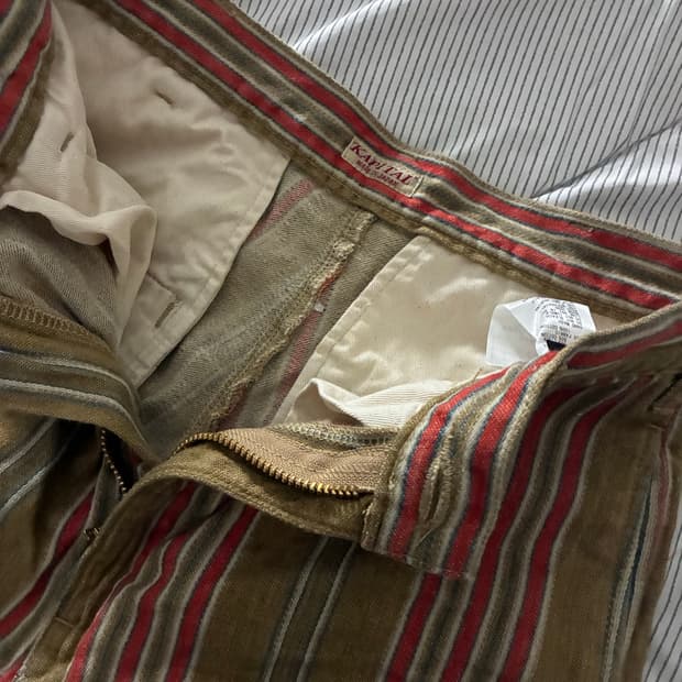 캐피탈 린넨 카리브 쉐도우 스트라이프 플레어 팬츠