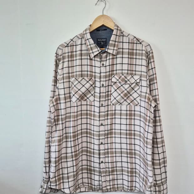 울리치WoolRich 베이지 투포켓 체크 셔츠 L - S437