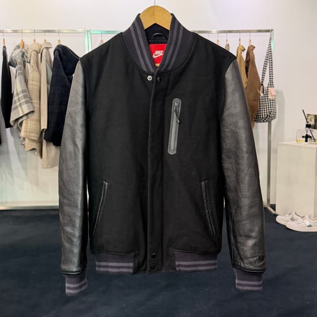 [M] 나이키 레더 바시티자켓