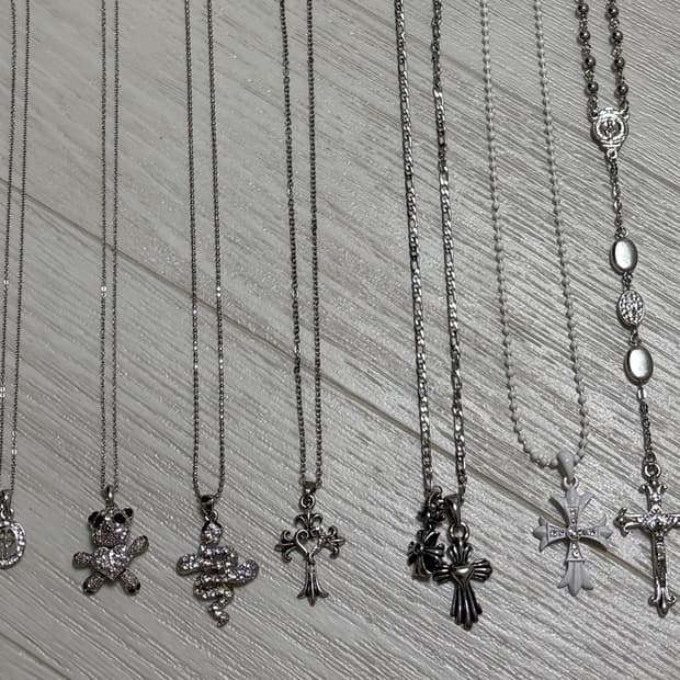 빈티지 크롬깔 뱀 판다 동물 네잎클로버 십자가 큐빅 목걸이