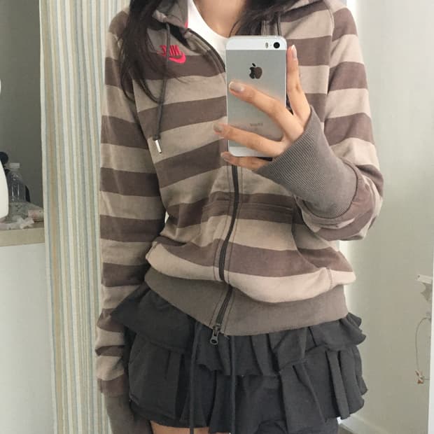 나이키 y2k 스트라이프 후드집업