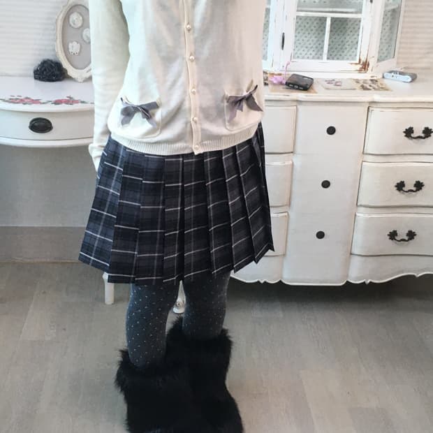 jpn vintage preppy check pleats skirt