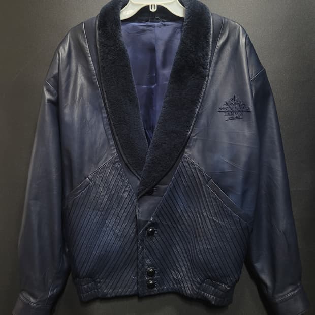LANVIN STUDIO 80s 아카이브 빈티지 숄카라 블루종 레더 자켓