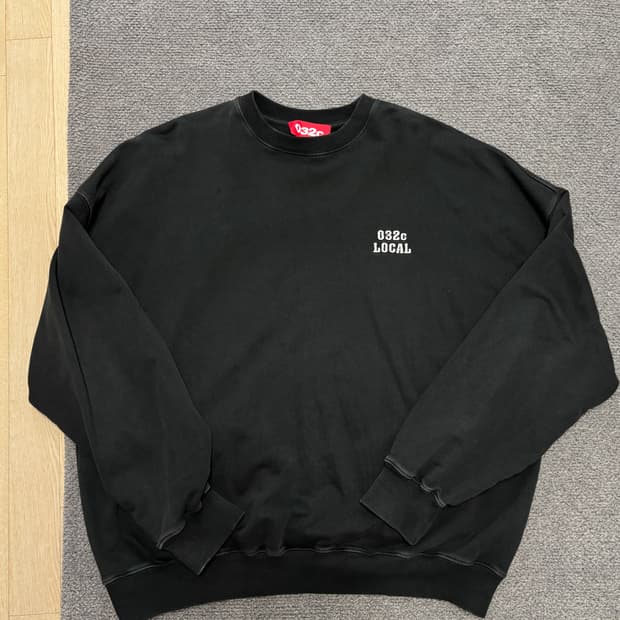 [L] 032C 워시드 그레이 헤비 코튼 스웻 맨투맨 팝니다