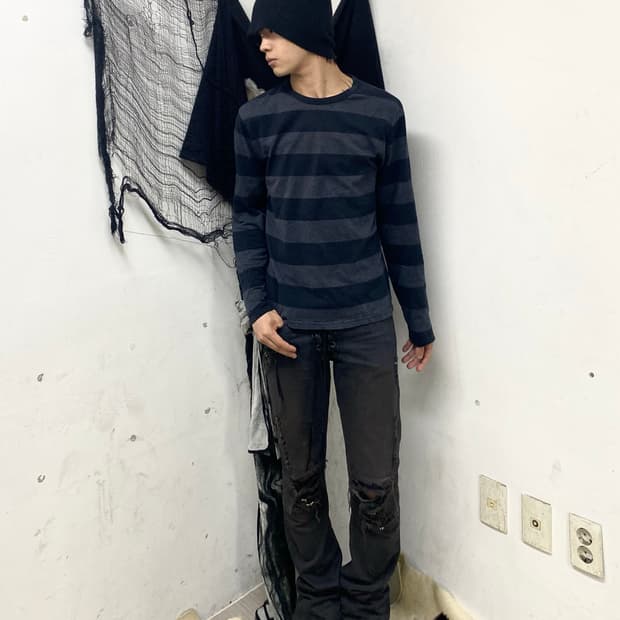 10’s Mood Black&Grey Stripe Sleeve