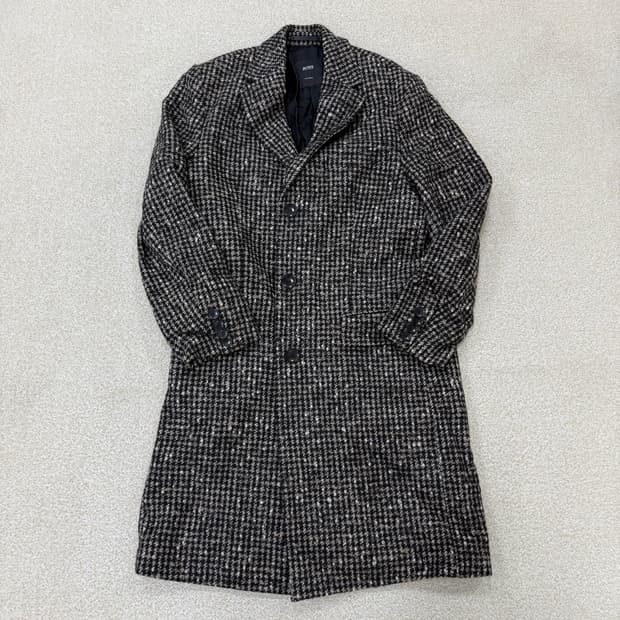 34 휴고보스 롱 체크 코트 0130T1