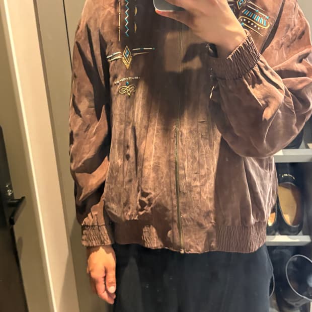 80~90s 웨스턴 블루종 레이온소재 made in usa