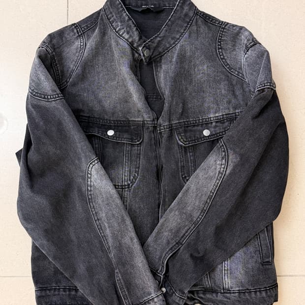 트릴리온 페이드 워싱 바이커 데님 자켓