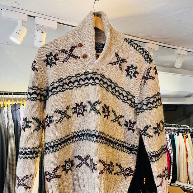 폴로 랄프로렌 핸드니트 숄카라 니트 (M)