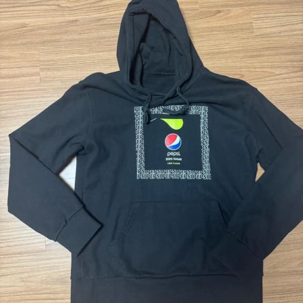 [L] 블랙 펩시 로고 후드티 