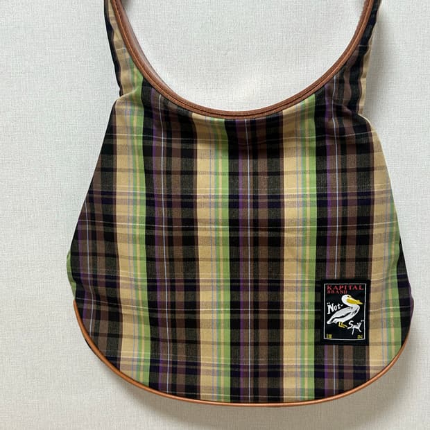 (새상품, 택o) Kapital 캐피탈 펠리컨 체크 숄더백