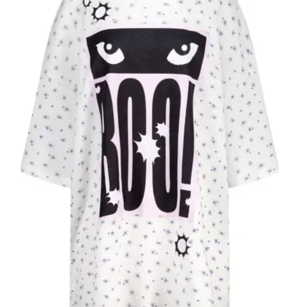 샵페어리 플라워 와플 탑 반팔 화이트 아이보리