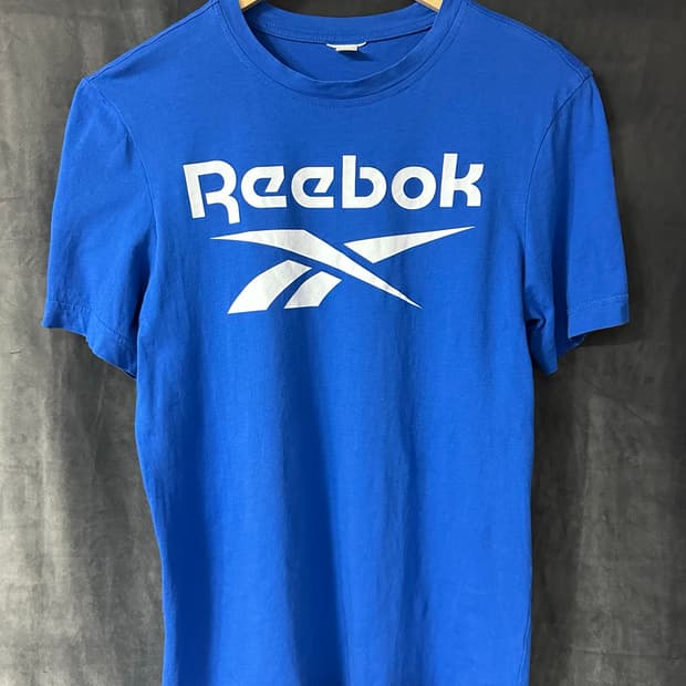 리복 REEBOK 클래식 빅로고 반팔 티셔츠 블루 실측M 올드스쿨