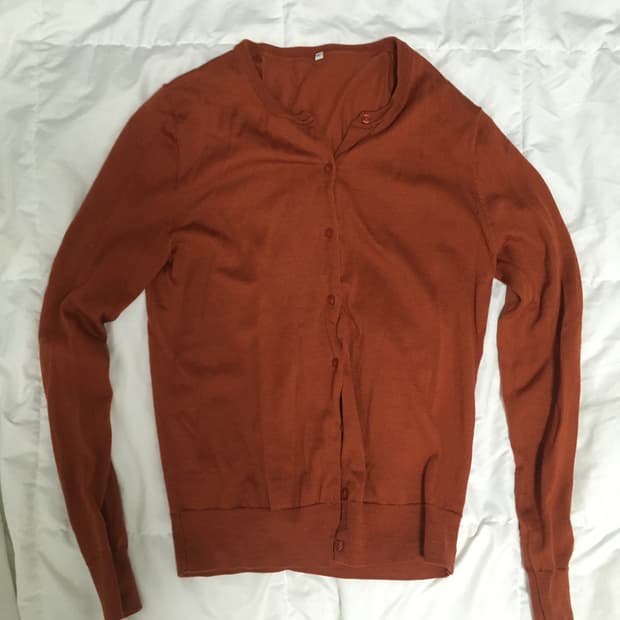 일본빈티지 히피 무지 주황 가디건