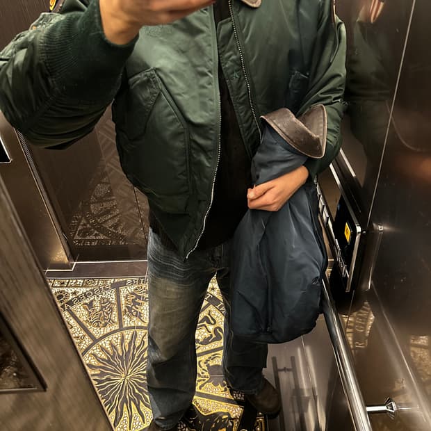 알파인더스트리 cwu 패치 플라이트 자켓 그린