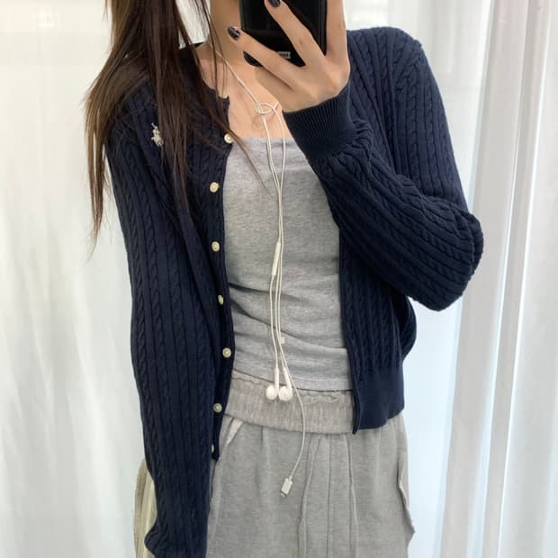 Polo 폴로 랄프로렌 QR라벨 걸즈 케이블 가디건