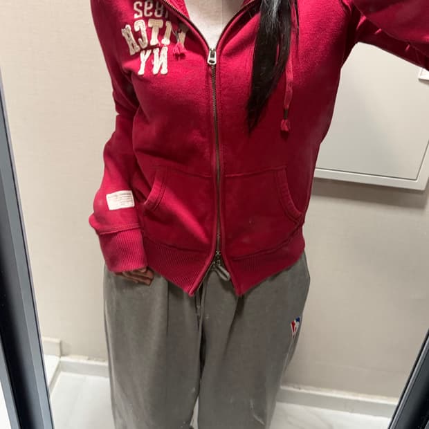 아베크롬비 레드 후드집업 m