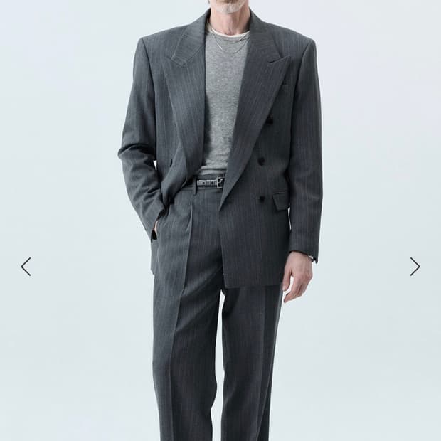 세비지 Straight Fit Stripe Trousers - Grey