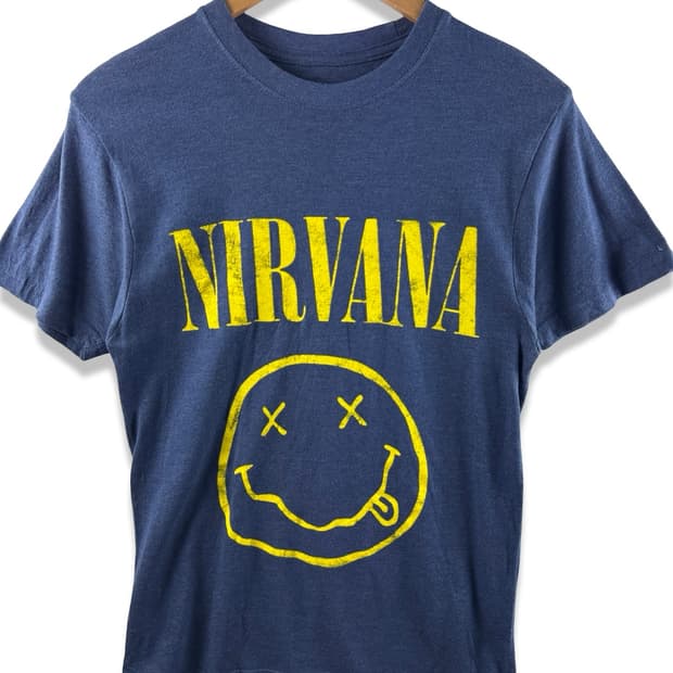 너바나 스마일 그래픽 네이비 밴드티셔츠2113