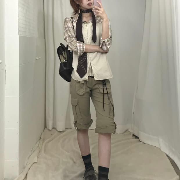 빈티지 베이지 너드 니혼진 코디 세트
